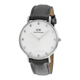 Daniel Wellington Classy Sheffield White Dial Black Leather Strap Watch For Women - DW00100080 Authentic Buy Shop Now