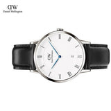 Daniel Wellington Dapper Sheffield White Dial Black Leather Strap Watch For Men - DW00100088