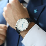 Daniel Wellington Dapper Sheffield White Dial Black Leather Strap Watch For Men - DW00100088 Authentic Buy Shop Now