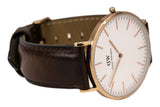 Daniel Wellington Classic Bristol White Dial Brown Leather Strap Watch For Men - DW00100009 Authentic Buy Shop Now