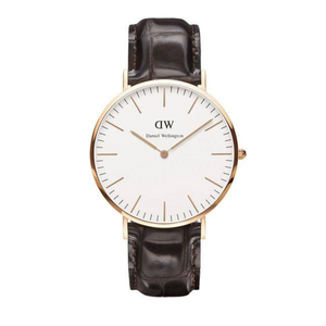 Daniel Wellington Classic York White Dial Brown Leather Strap Watch For Men - DW00100011 Authentic Buy Shop Now