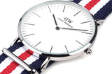 Daniel Wellington Classic Canterbury White Dial Two Tone Nylon Strap Watch For Men - DW00100016 Authentic Buy Shop Now