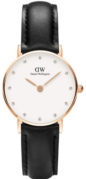 Daniel Wellington Classy Sheffield White Dial Black Leather Strap Watch For Women - DW00100060 Authentic Buy Shop Now