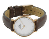 Daniel Wellington Classy Bristol White Dial Brown Leather Strap Watch For Women - DW00100062 Authentic Buy Shop Now