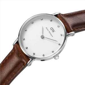 Daniel Wellington Classy St Mawes White Dial Brown Leather Strap Watch For Women - DW00100067 Authentic Buy Shop Now