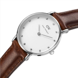 Daniel Wellington Classy St Mawes White Dial Brown Leather Strap Watch For Women - DW00100067 Authentic Buy Shop Now
