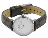 Daniel Wellington York White Dial Brown Leather Strap Watch For Women - DW00100069 Authentic Buy Shop Now