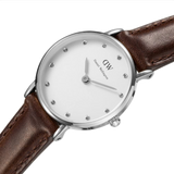 Daniel Wellington Classy Bristol White Dial Brown Leather Strap Watch For Women - DW00100070 Authentic Buy Shop Now