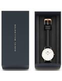 Daniel Wellington Classic Petite Sheffield White Dial Black Leather Strap Watch For Women - DW00100230 Authentic Buy Shop Now