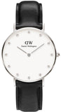 Daniel Wellington Classy Sheffield White Dial Black Leather Strap Watch For Women - DW00100080 Authentic Buy Shop Now