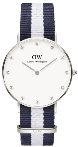 Daniel Wellington Classy Glasgow White Dial Two Tone Nylon Strap Watch For Women - DW00100082 Authentic Buy Shop Now