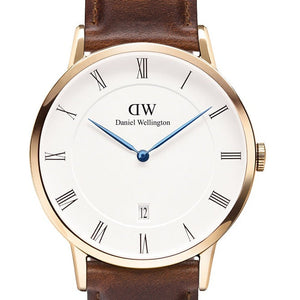 Daniel Wellington Dapper St Mawes White Dial Brown Leather Strap Watch For Men - DW00100083 Authentic Buy Shop Now