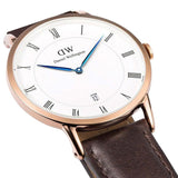 Daniel Wellington Dapper Bristol White Dial Brown Leather Strap Watch For Men - DW00100086 Authentic Buy Shop Now