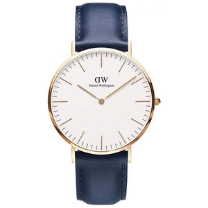 Daniel Wellington Classic Somerset White Dial Blue Leather Strap Watch For Men - DW00100121 Authentic Buy Shop Now