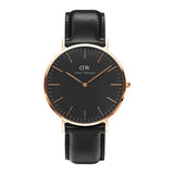 Daniel Wellington Classic Sheffield Black Dial Black Leather Strap Watch For Men - DW00100127 Authentic Buy Shop Now