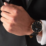 Daniel Wellington Classic Sheffield Black Dial Black Leather Strap Watch For Men - DW00100127 Authentic Buy Shop Now
