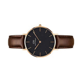 Daniel Wellington Classic Petite Bristol Black Dial Brown Leather Strap Watch For Women - DW00100165 Authentic Buy Shop Now