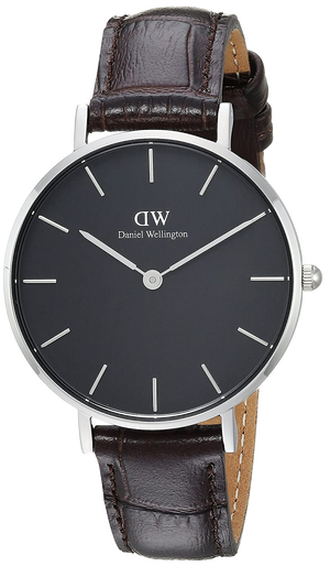Daniel Wellington Classic Petite York Black Dial Brown Leather Strap Watch For Women - DW00100182 Authentic Buy Shop Now