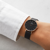Daniel Wellington Petite Ashfield Black Dial Black Mesh Bracelet Watch Watch For Women - DW00100201 Authentic Buy Shop Now