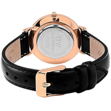 Daniel Wellington Classic Petite Sheffield Black Dial Black Leather Strap Watch For Women - DW00100224 Authentic Buy Shop Now