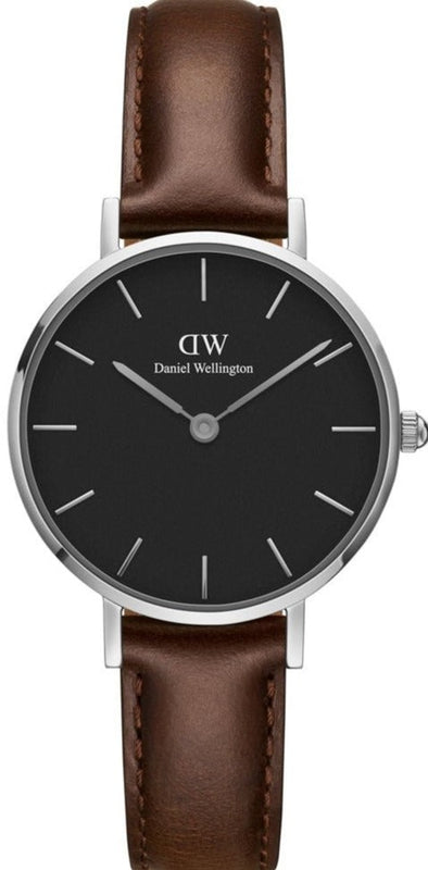 Daniel Wellington Classic Petite Bristol Black Dial Brown Leather Strap Watch For Women - DW00100233 Authentic Buy Shop Now