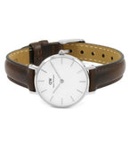 Daniel Wellington Classic Petite White Dial Brown Leather Strap Watch For Women - DW00100239 Authentic Buy Shop Now