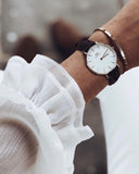 Daniel Wellington Classic Petite Sheffield White Dial Black Leather Strap Watch For Women - DW00100242 Authentic Buy Shop Now