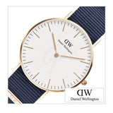 Daniel Wellington Classic Bayswater White Dial Navy Blue NATO Strap Watch For Women - DW00100279 Authentic Buy Shop Now