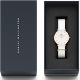 Daniel Wellington Classic Petite Dover White Dial White Nylon Strap Watch For Women - DW00100311 Authentic Buy Shop Now