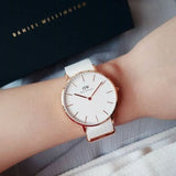 Daniel Wellington Classic Dover White Dial White Nylon Strap Watch For Women - DW00100309 Authentic Buy Shop Now