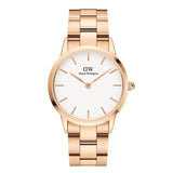 Daniel Wellington Iconic Link White Dial Rose Gold Steel Strap Watch For Women - DW00100209 Authentic Buy Shop Now