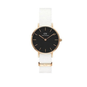 Daniel Wellington Classic Petite Dover Black Dial White NATO Strap Watch For Women - DW001000314 Authentic Buy Shop Now