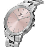 Daniel Wellington Iconic Pink Dial Silver Steel Strap Watch For Women - DW00100329 Authentic Buy Shop Now