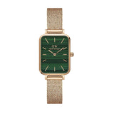 Daniel Wellington Quadro Melrose Green Dial Rose Gold Mesh Strap Watch For Women - DW00100437 Authentic Buy Shop Now