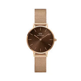 Daniel Wellington Petite Amber Brown Dial Gold Mesh Strap Watch For Women - DW00100476 Authentic Buy Shop Now