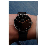 Daniel Wellington Petite Ashfield Black Dial Black Mesh Strap Watch For Women - DW00100308 Authentic Buy Shop Now