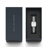 Daniel Wellington Quadro Studio White Dial Silver Mesh Bracelet Watch For Women - DW00100521 Authentic Buy Shop Now