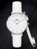 Daniel Wellington Petite Bondi White Dial White Leather Strap Watch For Women - DW00100190 Authentic Buy Shop Now