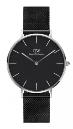 Daniel Wellington Petite Ashfield Black Dial Black Mesh Strap Watch For Women - DW00100308 Authentic Buy Shop Now
