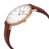 Daniel Wellington Classic St Mawes White Dial Brown Leather Strap Watch For Men - DW00100006 Authentic Buy Shop Now