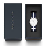 Daniel Wellington Classic Glasgow White Dial Two Tone NATO Strap Unisex Watch - DW00100047 Authentic Buy Shop Now