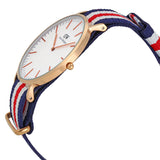 Daniel Wellington Classic Canterbury White Dial Two Tone Nylon Strap Watch For Men - DW00100002 Authentic Buy Shop Now