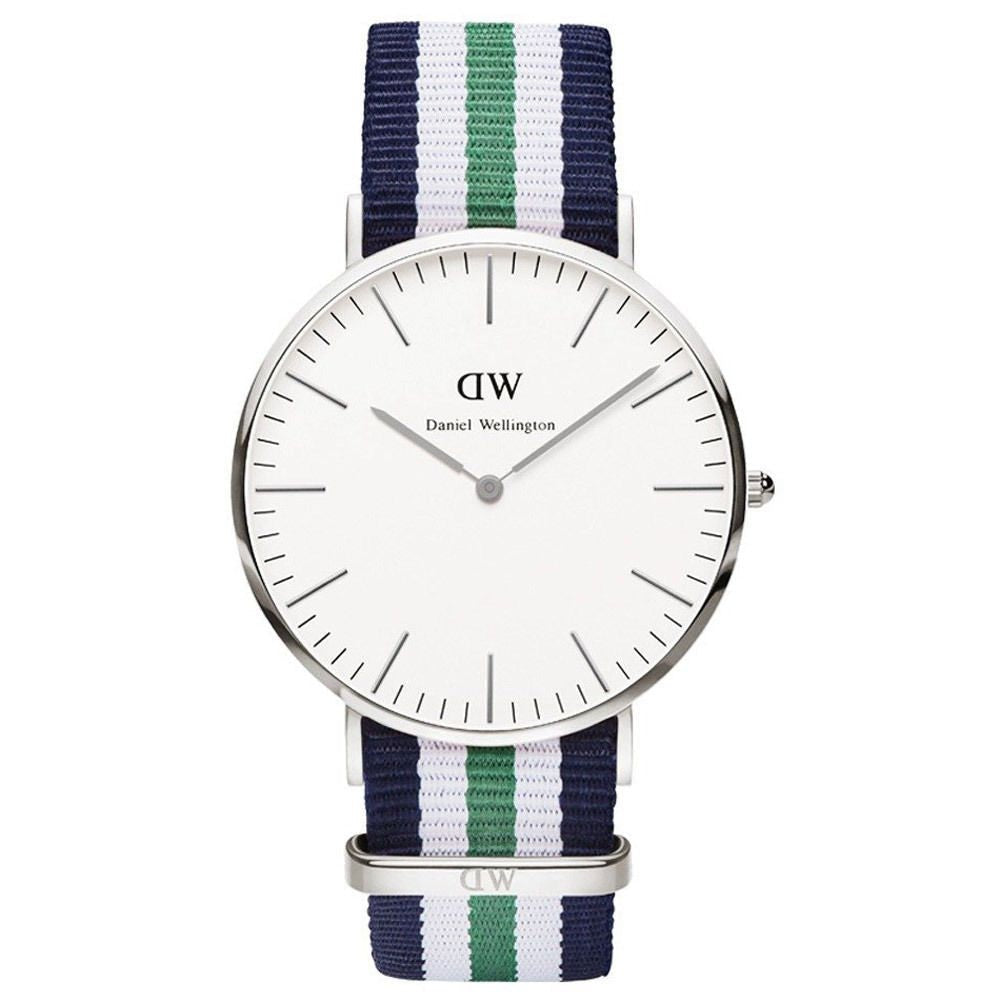 Daniel Wellington Classic Nottingham White Dial Two Tone NATO Strap Watch For Men - 0208DW Authentic Buy Shop Now