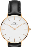 Daniel Wellington Petite Sheffield White Dial Black Leather Strap Watch For Women - DW00100174 Authentic Buy Shop Now