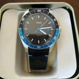 Fossil Sport 54 Day Date Black Dial Black Leather Strap Watch for Men - FS5321 Authentic Buy Shop Now