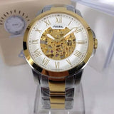Fossil Grant Automatic Skeleton White Dial Two Tone Steel Strap Watch for Men - ME3112 Authentic Buy Shop Now
