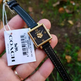Coach Black Square Dial Black Leather Strap Watch for Women - 14503695 Authentic Buy Shop Now