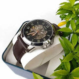 Fossil Grant Automatic Skeleton Black Dial Brown Leather Strap Watch for Men - ME3095 Authentic Buy Shop Now