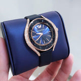 Swarovski Crystalline Aura Blue Dial Blue Leather Strap Watch for Women - 5519447 Authentic Buy Shop Now