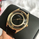 Marc Jacobs Tether Black Dial Black Leather Strap Watch for Women - MBM1376 Authentic Buy Shop Now
